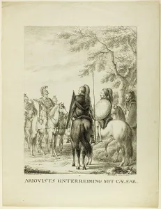 Title Prints: Arioviste Unterredung mit Caezar, 1808. Creator: Johann Michael Mettenleiter