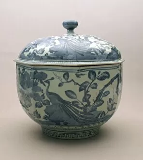 Peacock Collection: Arita-Ware Covered Jar, 17th / 18th century. Creator: Unknown