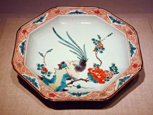 Turquoise Collection: Arita-ware Kakiemon Octagonal Dish, 19th-early 20th century. Creator: Unknown