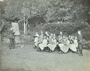 Council Prints: Arithmetic lesson in the garden, Birley House Open Air School, London, 1908