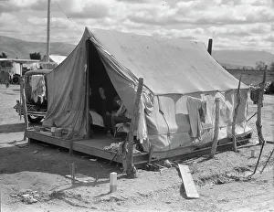 Refugee Camp Prints: Arkansas family in California, 1936. Creator: Dorothea Lange
