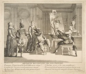 Harlequin Prints: Arlequin Mecontent de Son Peintre. n. d. Creators: Claude Gillot, Jacques Gabriel Huquier