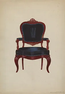 Cushions Prints: Armchair, 1935 / 1942. Creator: Edward A Darby