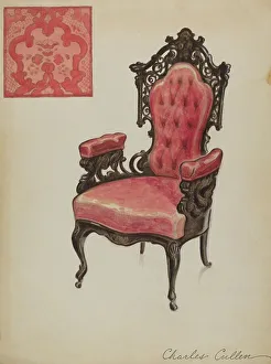 Upholstery Prints: Armchair, c. 1936. Creator: Charles Cullen