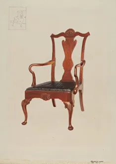 Leather Seat Prints: Armchair, c. 1936. Creator: Edward L Loper