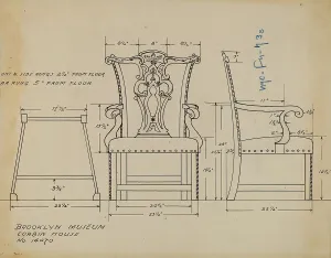 Pen And Ink And Graphite On Paper Prints: Armchair, c. 1936. Creator: Lorenz Rothkranz