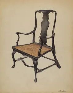 Dark Wood Prints: Armchair, c. 1936. Creator: Louis Annino