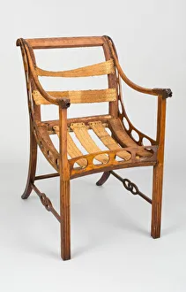 Cherrywood Prints: Armchair (one of two), Northern Europe, c. 1830. Creator: Unknown