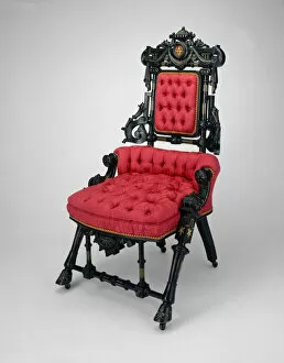 Ebonised Gallery: Armchair, patented in 1869. Creator: George Jakob Hunzinger