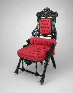 Walnut Prints: Armchair, patented in 1869. Creator: George Jakob Hunzinger