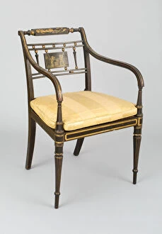 Armchair with Tablet: Putti at Vulcans Forge, England, c. 1790 / 1800. Creator: John Gee