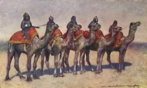 Bikaner Gallery: Armed Camel Riders from Bikanir, 1903. Artist: Mortimer L Menpes