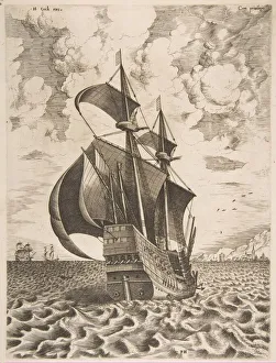 Voyage Collection: Armed Four-Master Sailing Towards a Port from The Sailing Vessels, 1561-65