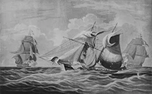 Pursuing Gallery: An Armed Merchant Ship Capture, c1813. Artist: William John Huggins