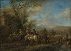 Arriving Prints: Armed Riders in Front of an Inn, c1660. Creator: Philip Wouverman