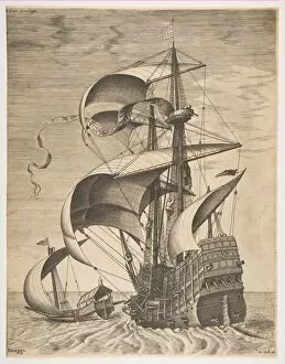 Rigging Collection: Armed Three-Master on the Open Sea Accompanied by a Galley, from the series Sailing Ves