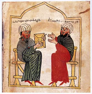 Armenian Gospels: portrait of the patron of the manuscript and his son