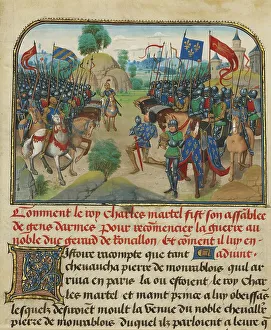 Knights Prints: The Armies of France and Burgundy with Martel in Prayer