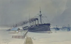 Armored cruiser Rossia, 1897. Artist: Isenberg, Konstantin Vasilyevich (1859-1911) Armored cruiser Rossia, 1897. Artist: Isenberg, Konstantin Vasilyevich (1859-1911)