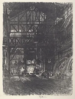 Pennell Joseph Gallery: The Armour Plate Press, 1917. Creator: Joseph Pennell