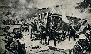 Thomson Prints: Armoured Train Ambushed at Estcourt, November 1899, (1945). Creator: Unknown