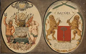 Vereenigde Oostindische Compagnie Prints: The Arms of the Dutch East India Company and of the Town of Batavia