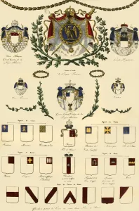 Symbolic Prints: Arms of the French Empire and of the imperial nobility, 1806, (1921). Creator: Unknown