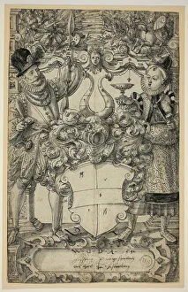 The Arms of Habsberg Flanked by an Elegant Couple, 1587. Creator: Daniel Lindtmayer