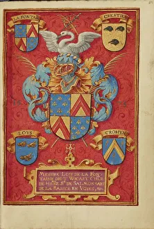 Tempera Colours And Gold Prints: Arms of Lois de la Fontaine; Crohin-La Fontaine Hours