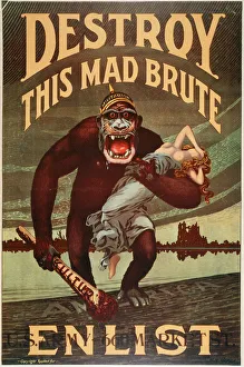 Monster Prints: US Army enlistment poster; Destroy this Mad Brute, 1917-1918