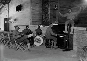 Mandolin Prints: US Army Jazz Band, Camp Upton, 27 May 1918. Creator: Bain News Service