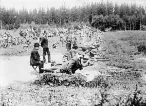 Competitor Prints: Army rifle shooting, Olympic games, 1912. Creator: Bain News Service