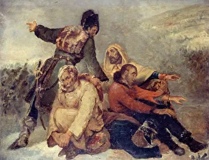 Confused Prints: Four army soldiers confused, c1826. Creator: Ary Scheffer