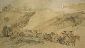 Ravine Collection: Army Waggons in a Ravine, c1837-1897. Artist
