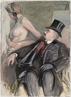 Life Model Prints: Arne Cederholm with a Model, 1905. Creator: Magnus Enckell