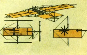 Plans Prints: Arnold Bocklins flying machine, 1885, (1932). Creator: Unknown