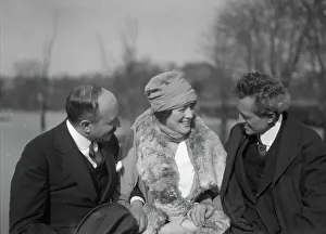 Arm In Arm Prints: Arnold Genthe seated outdoors with two friends