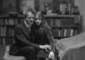 Intimacy Prints: Arnold Genthe seated next to a woman friend in his studio in San Francisco