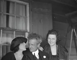 Social Life Prints: Arnold Genthe with two women friends on the porch of his bungalow in Long Beach