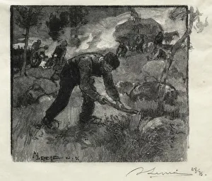 1849 1918 Prints: Arracheurs de bruyeres, 1887. Creator: Auguste Louis Lepere (French, 1849-1918)