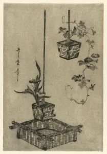 Convolvulus Arvensis Prints: Arrangements of Irises and Morning Glories, Japan, About 1785. Creator: Kitagawa Utamaro