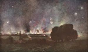 Shell Fire Prints: Arras; Arras en feu (nuit 5 au 6 juillet 1915) Vue prise de Maroeuil