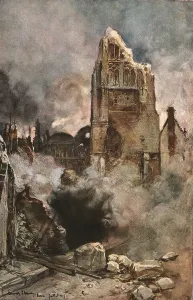 Arras; Bombardement du Beffroi, 1915 (1924). Creator: Francois Flameng