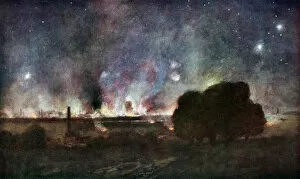Arras on Fire at at Night, France, 5-6 July 1915, (1926).Artist: Francois Flameng