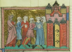 Longinus Prints: Arrest of Louis IX (From Li rommans de Godefroy de Buillon et de Salehadin')