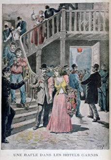 Prostitution Gallery: Arrest of prostitutes in a Parisian hotel, 1895. Artist: Henri Meyer