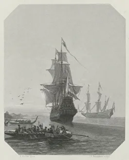 Tasmania Prints: Arrival of Abel Tasman in New Zealand