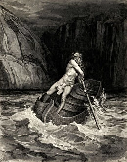 Apocalypse Heaven Collection: Arrival of Charon. Illustration to the Divine Comedy by Dante Alighieri, 1857