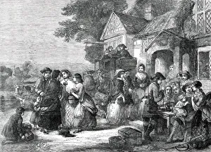 The Arrival of the Coach - a Roadside Inn a Century Ago - painted by T. F. Marshall, 1850. Creator: Unknown