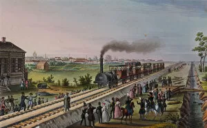 Saint Petersburg Gallery: Arrival of the first train from St, Petersburg to Tsarskoye Selo on 30 October 1837, Early 1840s